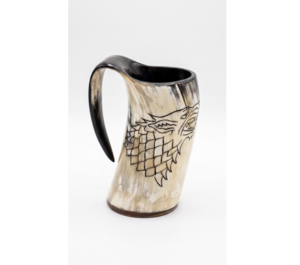 Dragon engraved horn bear mug
